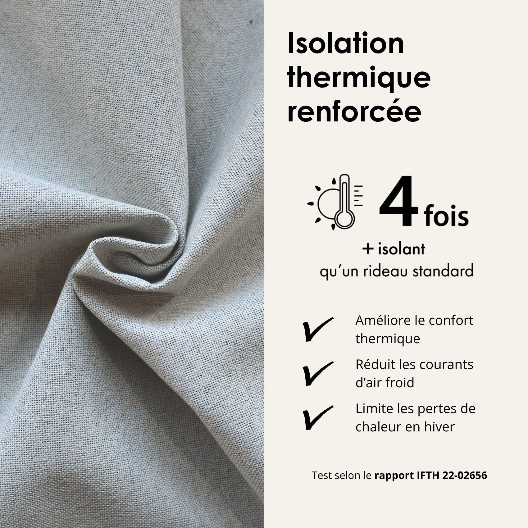 Rideau occultant double face à galon fronceur