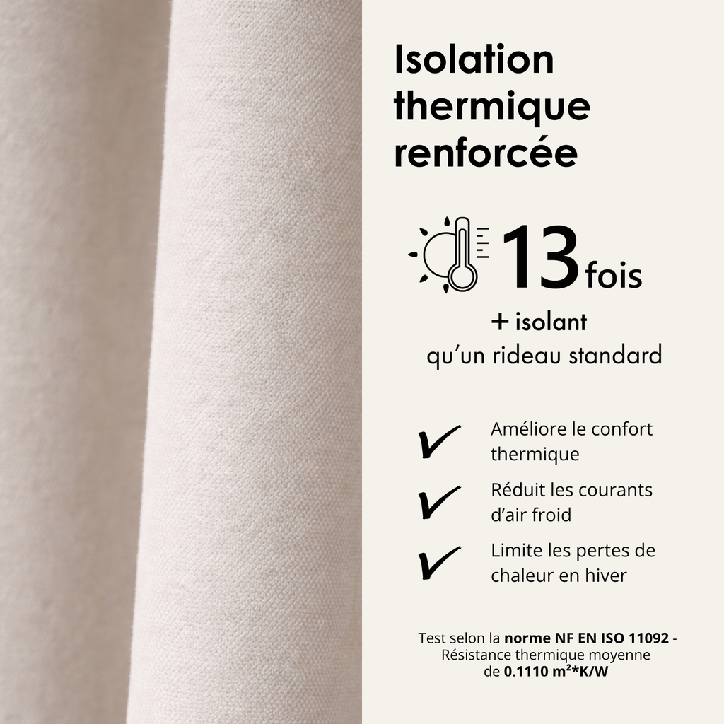 Rideau thermique, phonique et semi-occultant